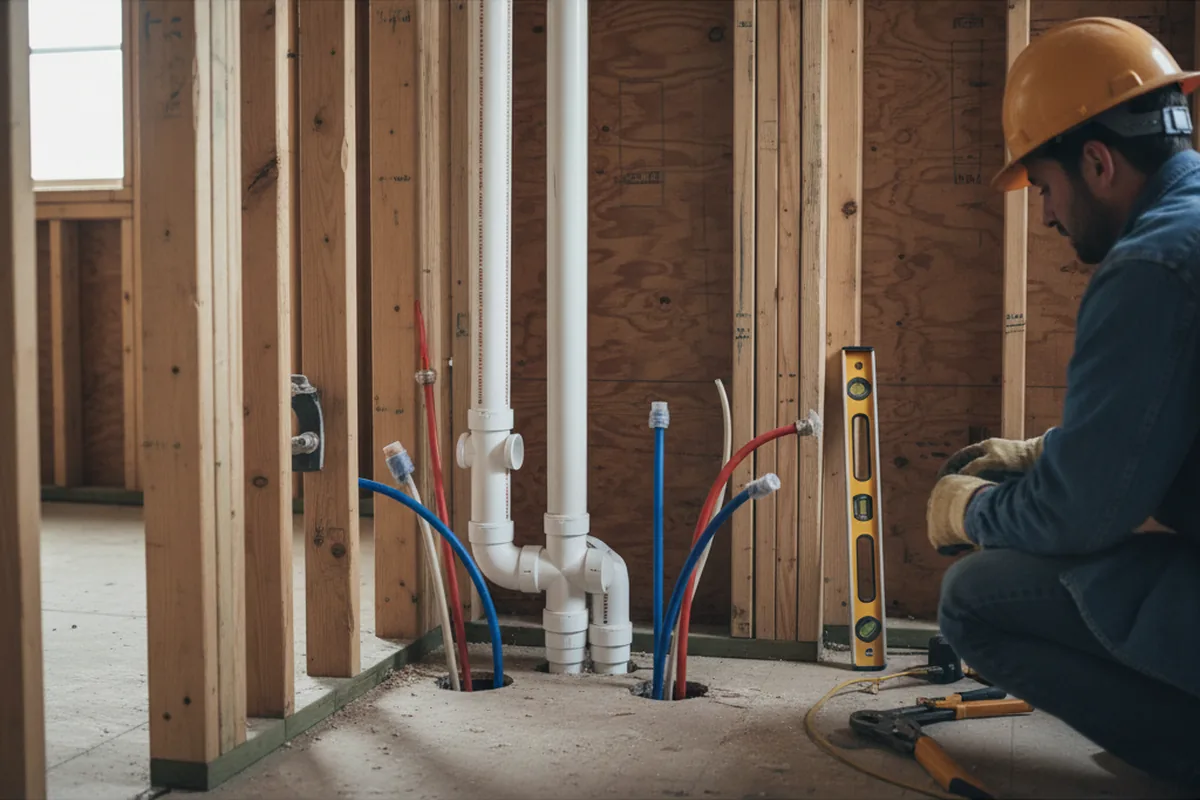 Drain and supply rough-in during Leak Detection in Essex